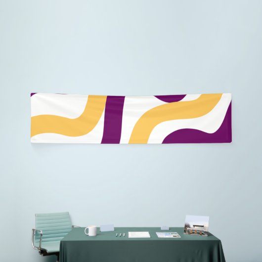 Gele marron roodgolvende lijnen golvend patroonont spandoek (Beurs)