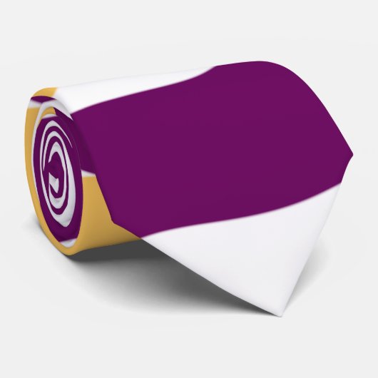 Gele marron roodgolvende lijnen golvend patroonont stropdas (Opgerold)