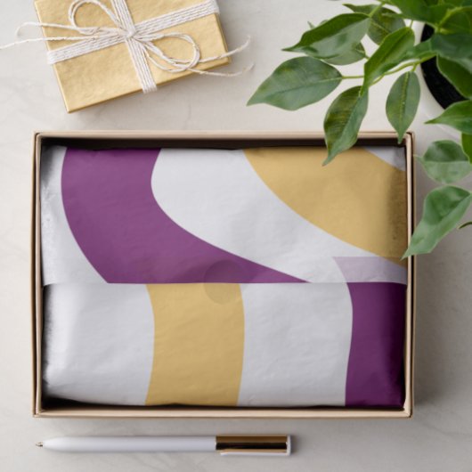 Gele marron roodgolvende lijnen golvend patroonont tissuepapier (Geschenk)