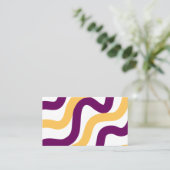 Gele marron roodgolvende lijnen golvend patroonont visitekaartje (Staand voorkant)