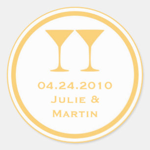 Gele martini bruiloft gunst label zegel label