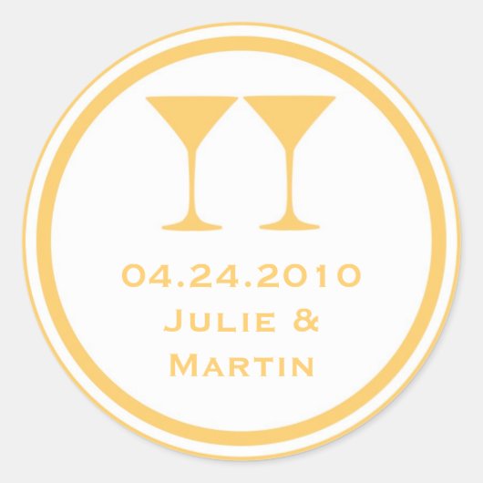 Gele martini bruiloft gunst label zegel label (Voorkant)