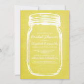Gele Mason Jar Bridal Shower-uitnodigingen Kaart (Voorkant)