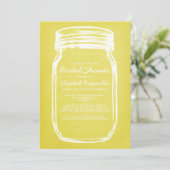 Gele Mason Jar Bridal Shower-uitnodigingen Kaart (Staand voorkant)