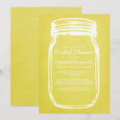 Gele Mason Jar Bridal Shower-uitnodigingen Kaart (Voorkant / Achterkant)