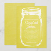 Gele Mason Jar Wedding Invitations Kaart (Voorkant / Achterkant)