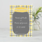 Gele Mason Jar Wedding Rehearsal Dinner Party Kaart (Staand voorkant)