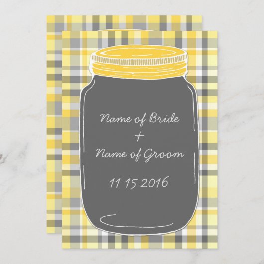 Gele Mason Jar Wedding Rehearsal Dinner Party Kaart (Voorkant / Achterkant)