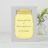 Gele Mason Jar Wedding Rehearsal Dinner Party Kaart (Staand voorkant)