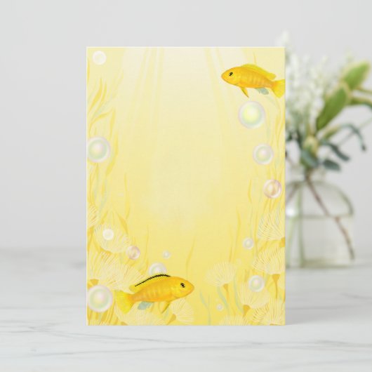 Gele Mbuna Cichlids Aquarium Visuitnodigingen Kaart (Staand voorkant)