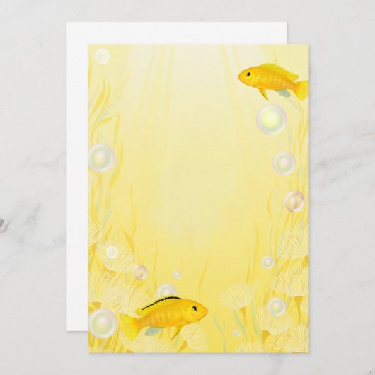 Gele Mbuna Cichlids Aquarium Visuitnodigingen Kaart (Voorkant / Achterkant)