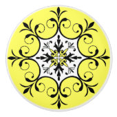 Gele medaillon keramische knop (Voorkant)