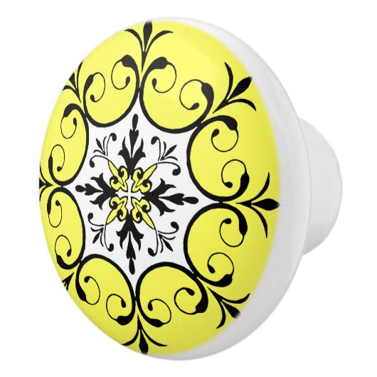 Gele medaillon keramische knop (Rechts)