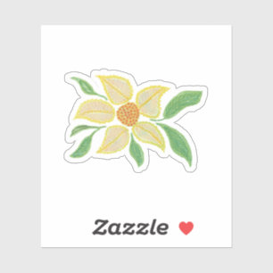 Gele melkbloem met groene bladeren sticker