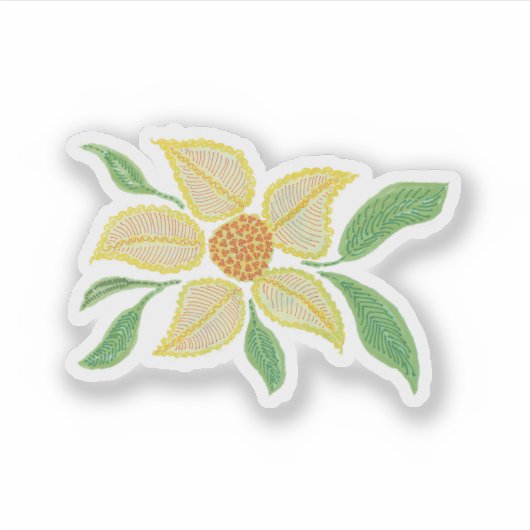 Gele melkbloem met groene bladeren sticker (Voorkant)