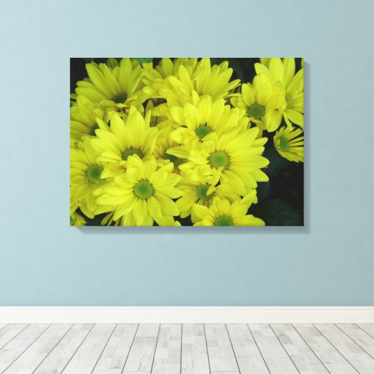 gele melkbloemen canvas afdruk (Insitu (Houten vloer))