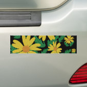Gele melkbloemen met groene bladeren bumper sti bumpersticker (Op auto)