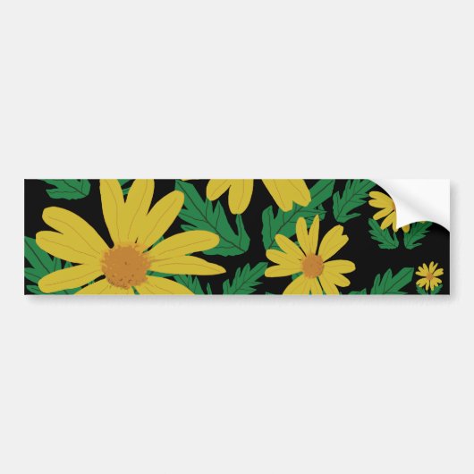 Gele melkbloemen met groene bladeren bumper sti bumpersticker (Voorkant)