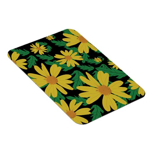 Gele melkbloemen met groene bladeren magnet magneet (Rechterzijde)