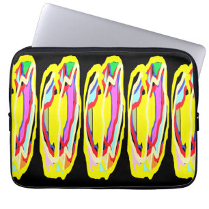 Gele Mellow-kleurige hippiestijl met abstracte kun Laptop Sleeve