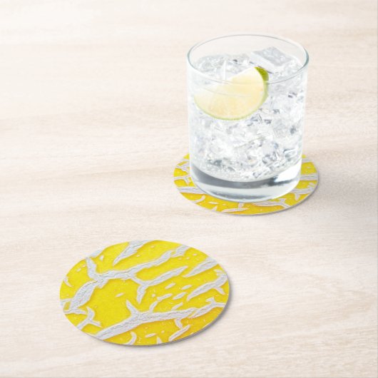 Gele melonpatroonmuis ronde kartonnen onderzetter (Insitu)