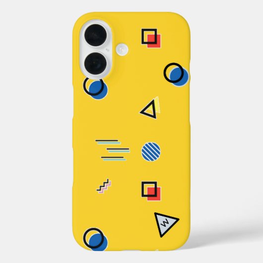 Gele Memphis Monogram Hoesje-Mate iPhone Case (Achterkant)