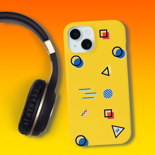 Gele Memphis Monogram Hoesje-Mate iPhone Case