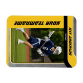 Gele Metaal Lacrosse Speler Foto Magneet (Horizontaal)
