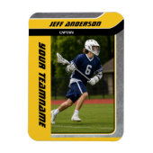 Gele Metaal Lacrosse Speler Foto Magneet (Verticaal)