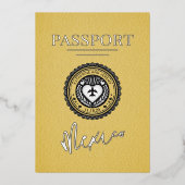Gele Mexico Passport bruiloft Folie Uitnodiging (Voorkant)