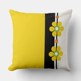 Gele mid-century modern bloemkracht kussen