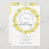 Gele Mimosa Alles in 1 Budget QR Code Huwelijk Kaart (Voorkant / Achterkant)