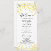 Gele Mimosa Spring Floral Wedding Flat Programma Programmakaart (Voorkant / Achterkant)
