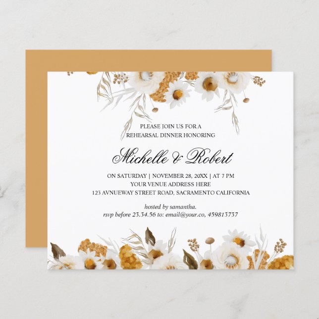 Gele Mimosa witte kamille repesal Dinner (Voorkant / Achterkant)