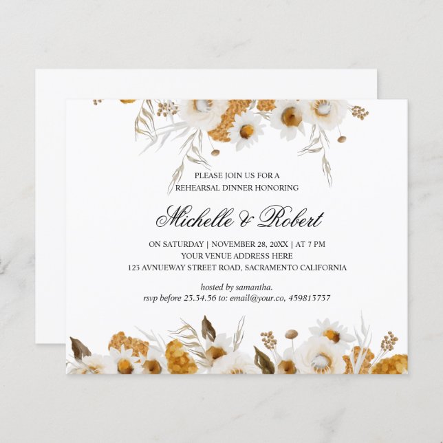 Gele Mimosa witte kamille repesal Dinner (Voorkant / Achterkant)