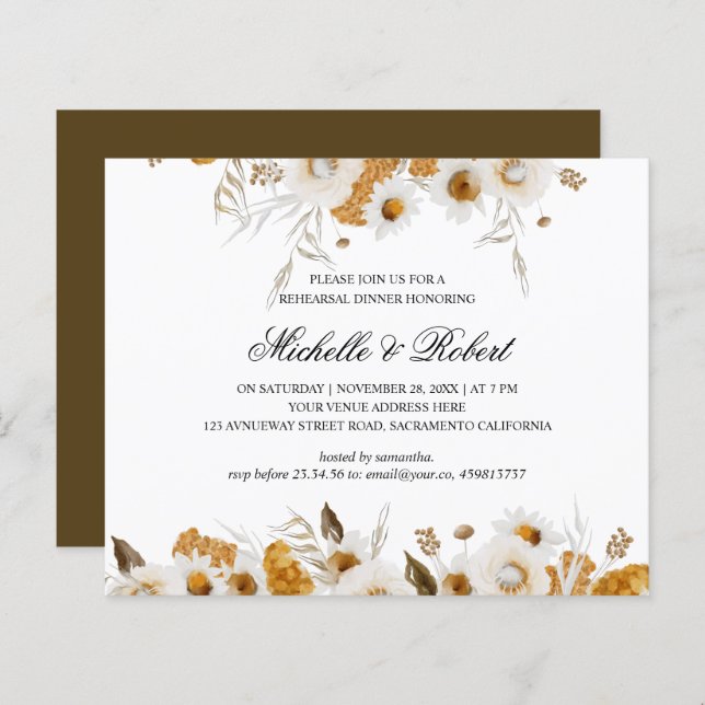 Gele Mimosa witte kamille repesal Dinner (Voorkant / Achterkant)