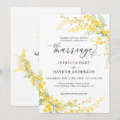 Gele Mimosa Zilveren Wattle Bloemen Lente Huwelijk Kaart (Voorkant / Achterkant)