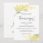 Gele Mimosa Zilveren Wattle Bloemen Moderne bruilo Kaart (Voorkant / Achterkant)