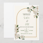 Gele minimalistische bloem bruiloft uitnodiging (Voorkant / Achterkant)