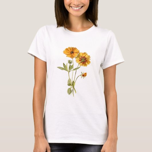 Gele minimalistische bloem t-shirt (Voorkant)