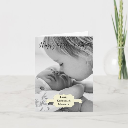 Gele minimalistische foto Moederdag kaart (Voorkant)