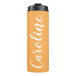Gele minimalistische kalligrafie Aangepaste naam Thermosbeker