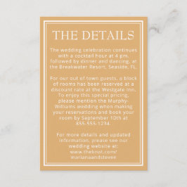 Gele minimalistische moderne bruiloft informatiekaartje
