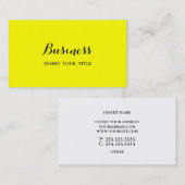 Gele minimalistische moderne legant kalligrafisch visitekaartje (Voorkant / Achterkant)