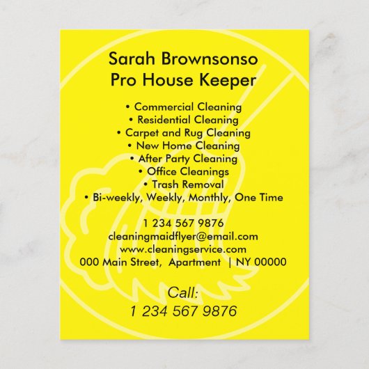 Gele minimalistische schoonmaak huis Keeper Flyer (Achterkant)