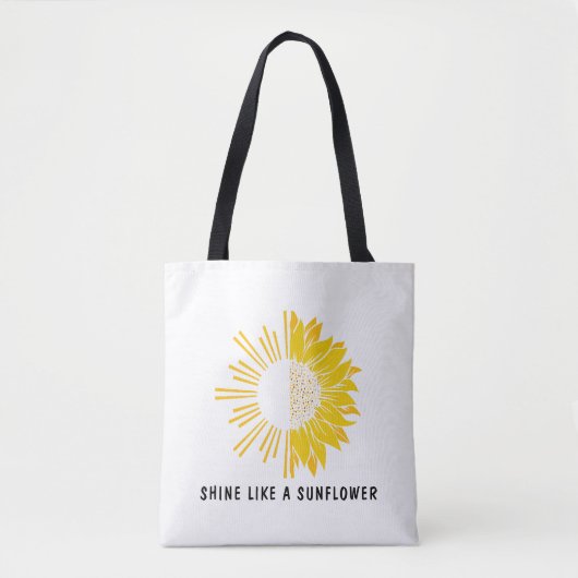 Gele minimalistische zonnebloem tote bag (Voorkant)