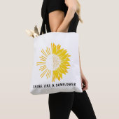 Gele minimalistische zonnebloem tote bag (Dichtbij)