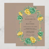 Gele Mint Ranunculus Eucalyptus Bruiloft Kaart (Voorkant / Achterkant)