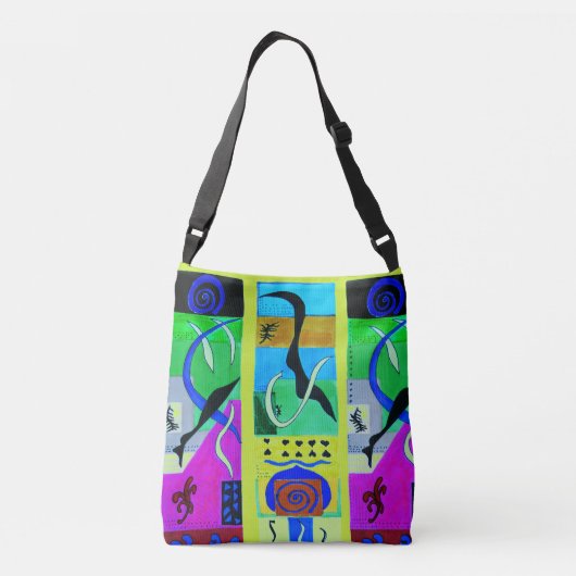 Gele Mode Abstracte inspiratie uit Matisse Crossbody Tas (Achterkant)