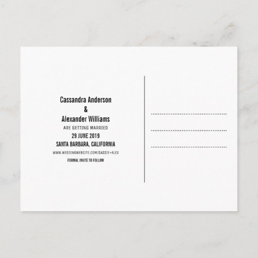 Gele Modern Polka Dots sparen de Datum Aankondigingskaart (Achterkant)